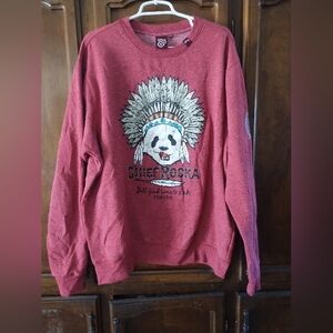 Lifted Research Group LRG Chief Panda Sweatshirt 2x Red Skate Crew Neck